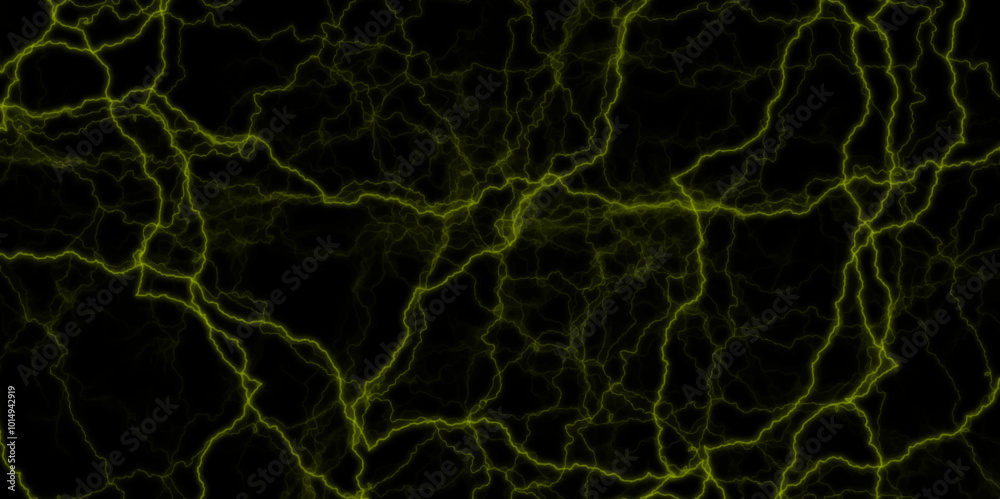  Branched lightning bolt. Electric bolt. Vector green and black cracked texture style overlay with cracked texture. Black marble high resolution, abstract texture background in natural patterned.