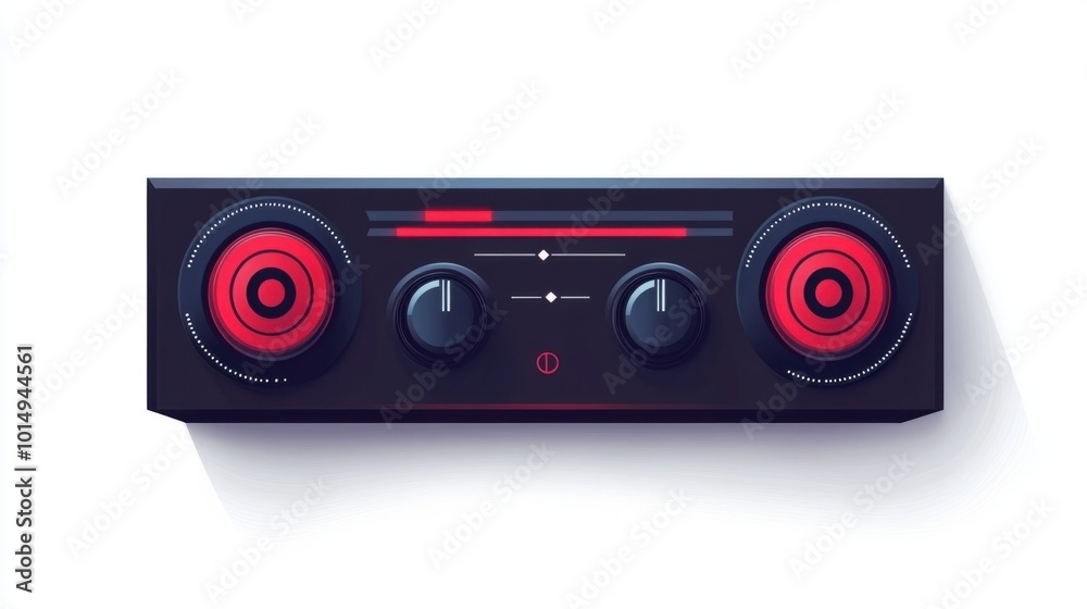 Flat, modern music player bar sticker with media control buttons, isolated on white