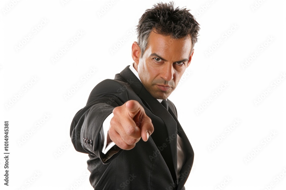A professional businessman pointing at the camera with a serious expression, great for corporate or commercial use A professional businessman pointing at the camera with a serious expression, great for corporate or commercial use