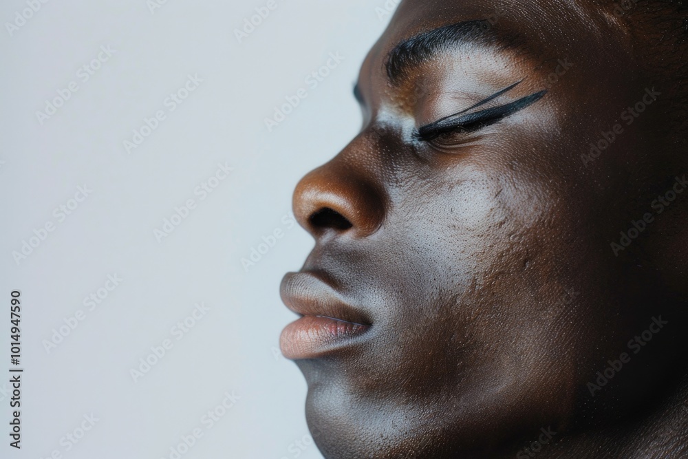 A close-up shot of a person wearing black eyeliner, great for beauty and fashion content A close-up shot of a person wearing black eyeliner, great for beauty and fashion content