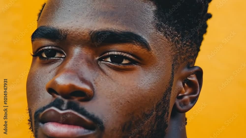 Confident Young Man Portrait on Yellow Background Generative AI