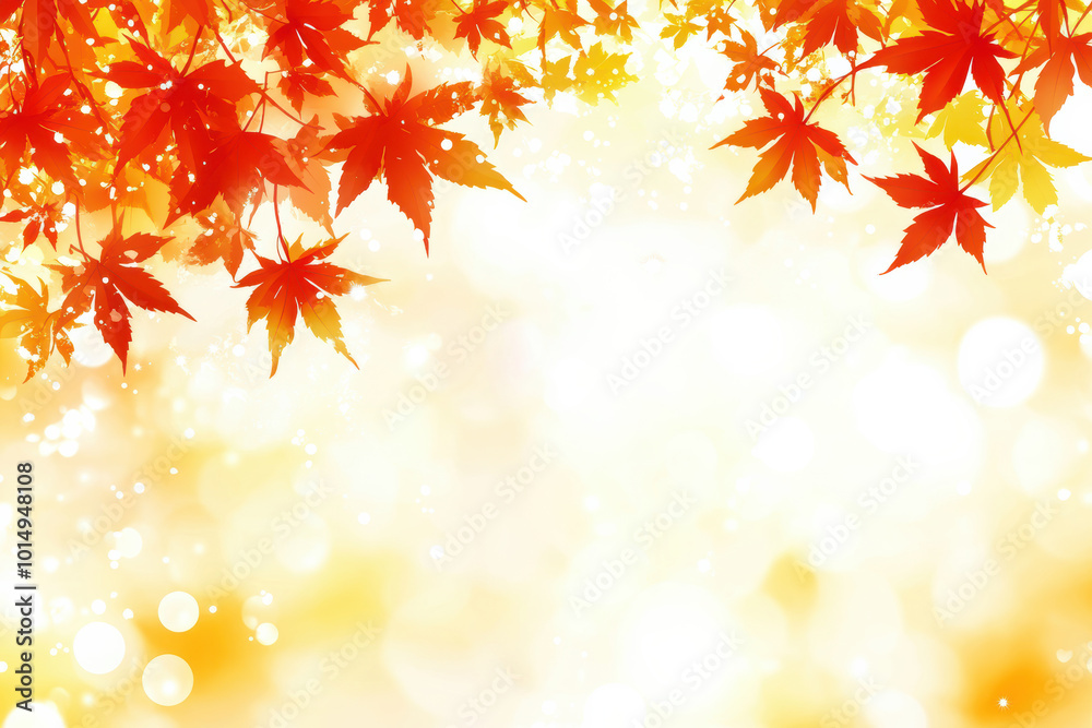 Autumn banner with glowing red leaves Autumn banner with glowing red leaves