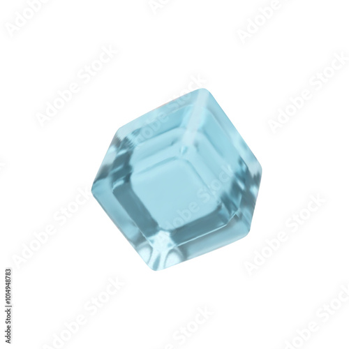 3d render ice cube. three dimensional vector illustration of transparent clean frost liquid. Cool crystal for alcohol cocktail, drinks, beverage or soda. Freezing realistic blue rectangle element