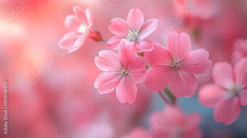 A macro shot of pink saponaria flowers a blurred soft color background