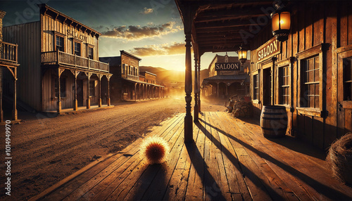 Old Western Cowboy Town in the Wild West with Saloon