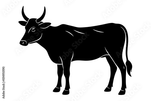 Silhouette of a Humped Zebu with Slender Legs Vector Illustration