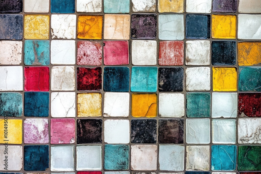 Colorful Tile Wall Close-Up Colorful Tile Wall Close-Up