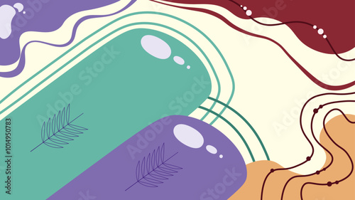 abstract background with flat design with silhouettes of plants 