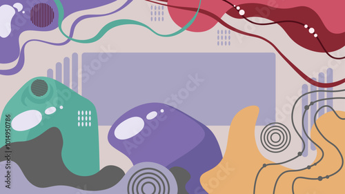 abstract background with flat design with silhouettes of plants 