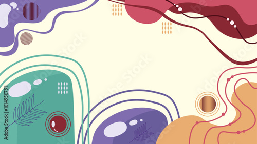 abstract background with flat design with silhouettes of plants 