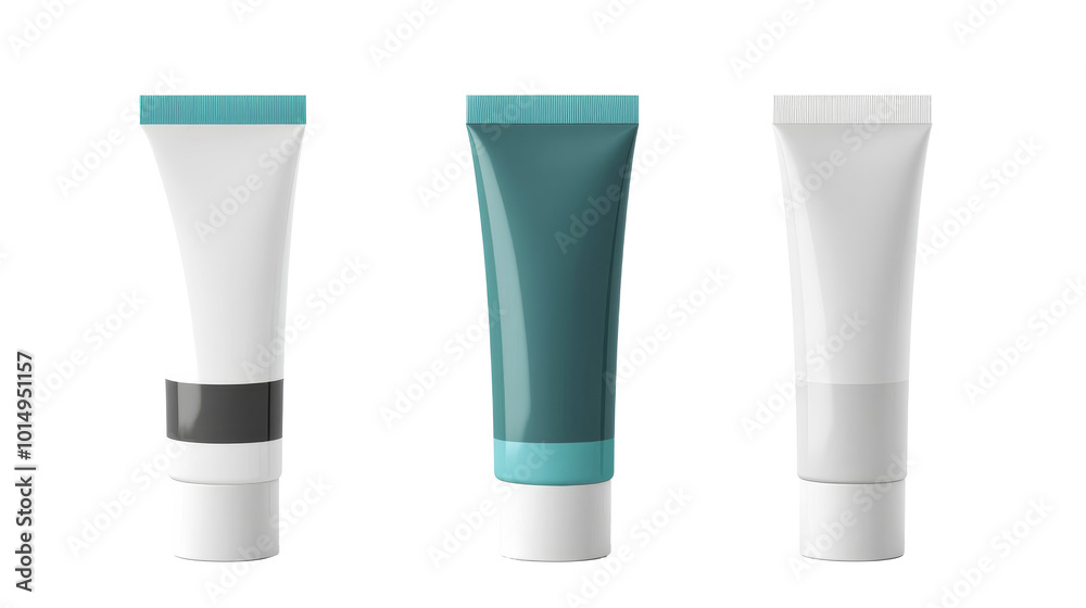 Three tubes of makeup are shown, one of which is blue.on a transparent background. PNG format Three tubes of makeup are shown, one of which is blue.on a transparent background. PNG format