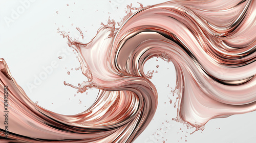 Dynamic rose gold liquid abstract swirl for modern art and elegant designs