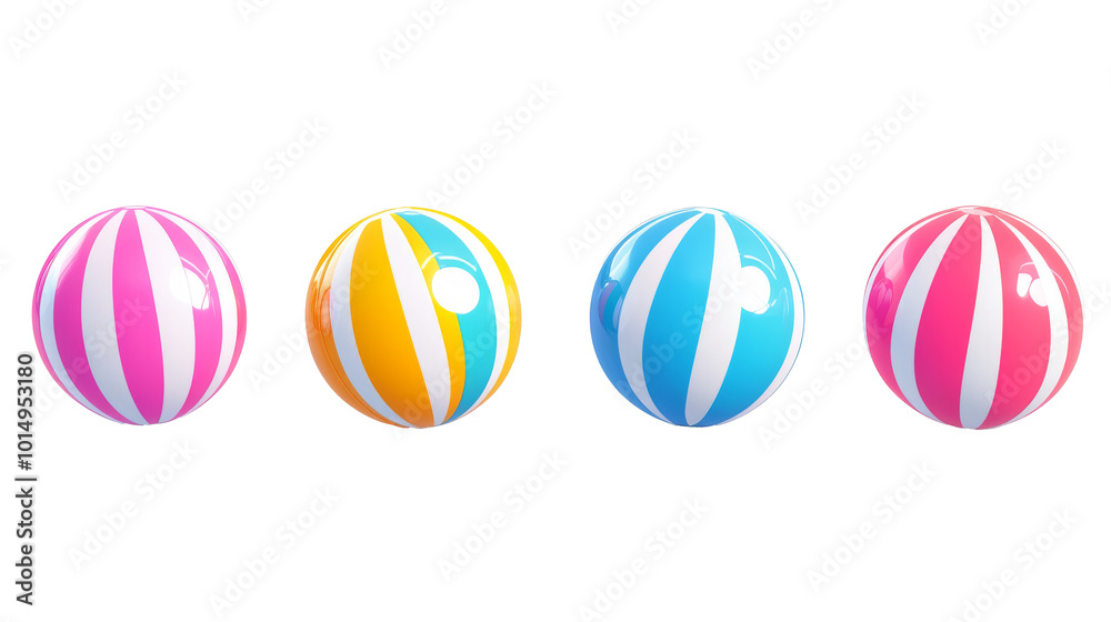 Four balls with stripes in different colors.on a transparent background. PNG format Four balls with stripes in different colors.on a transparent background. PNG format