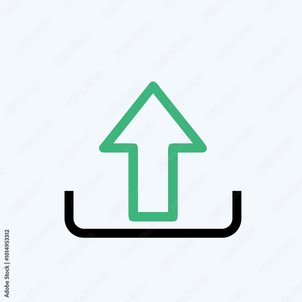 Green upload icon or sign on White Background Green upload icon or sign on White Background