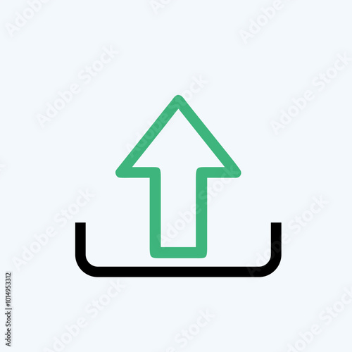  Green upload icon or sign on White Background