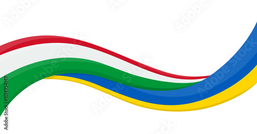 Wavy ribbon banner of Ukraine National flag with Italia National Flag. Unity and cooperation symbol. Logo for charity social events, NGO, sports team, peace summit. Vector illustration.
