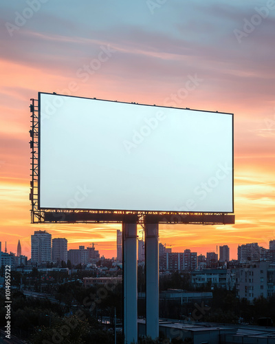 Large blank white advertising billboard mockup on top of the building in 4:5 aspect ratio best for social media post