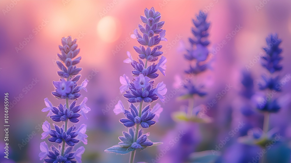 A macro shot of purple catmint flowers  a blurred soft color background