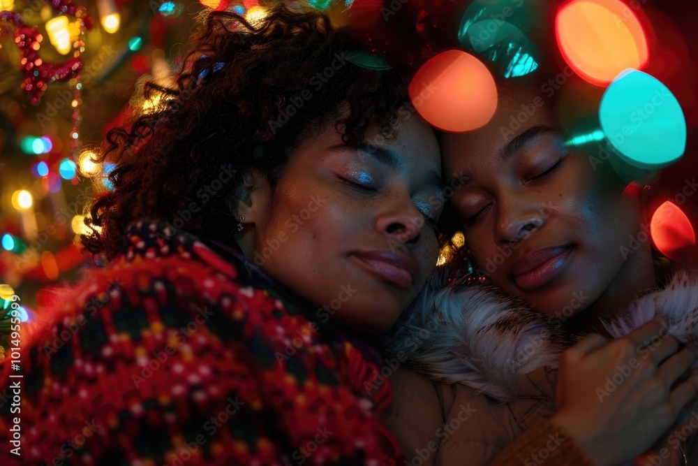Two women lying on top of each other in an intimate pose Two women lying on top of each other in an intimate pose