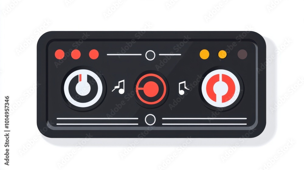 Simple flat music player bar sticker featuring volume control and playback options, isolated on white Simple flat music player bar sticker featuring volume control and playback options, isolated on white