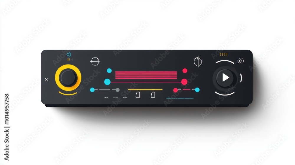 Simple flat music player bar sticker with playback control icons, isolated on white background Simple flat music player bar sticker with playback control icons, isolated on white background