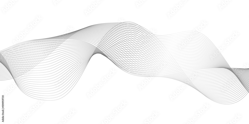 Fototapeta premium abstract Curved wavy lines tech futuristic motion background technology line stripe isolated science digital flowing black line, . abstract grey and white technology blend smooth wave lines. 