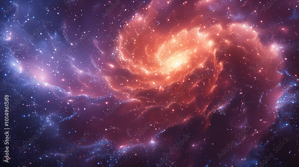 Stunning cosmic spiral nebula in vibrant red and purple colors creating a mesmerizing deep space scene with copy space Stunning cosmic spiral nebula in vibrant red and purple colors creating a mesmerizing deep space scene with copy space