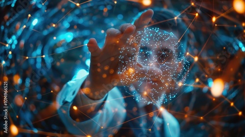 A person holds a bright light or orb in their hand