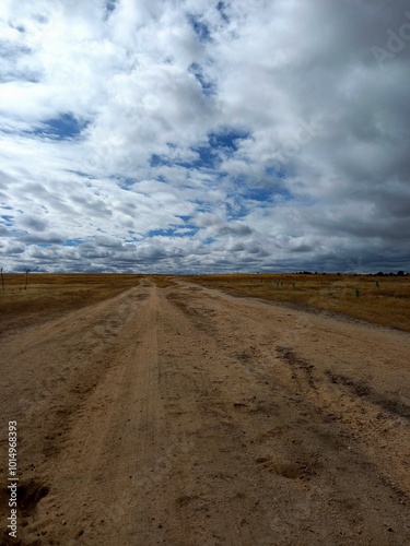 road in the desert Impressions of pilgrimage route Via de la Plata near Salamanca, Spain