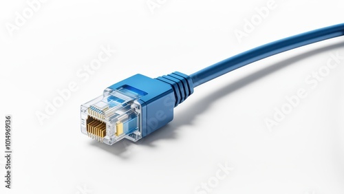 A blue ethernet cable connector designed for network connections.