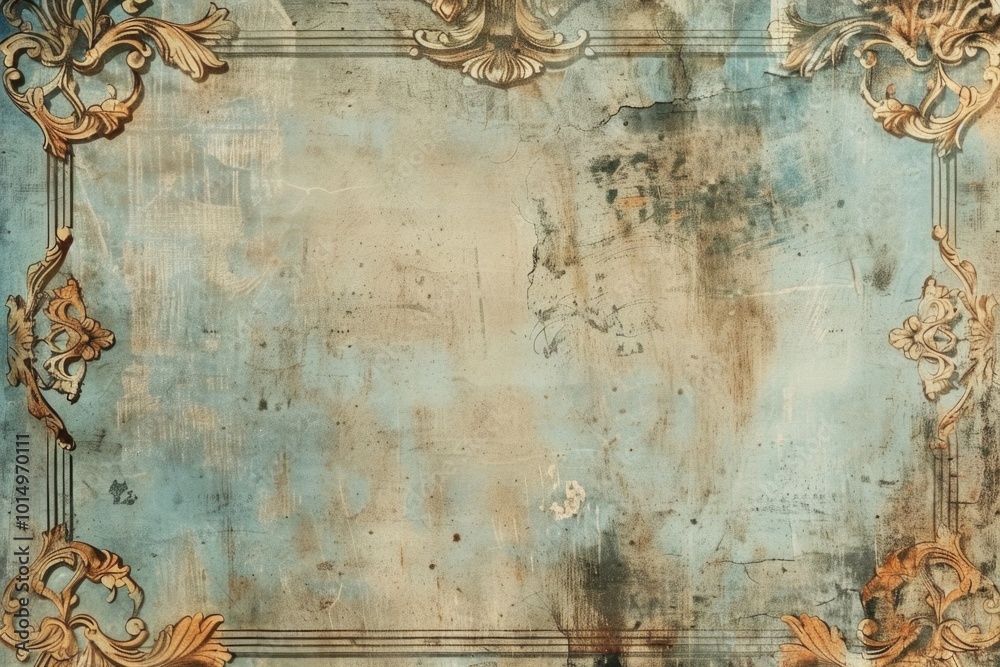 Fototapeta premium A decorative frame placed on a worn, textured surface