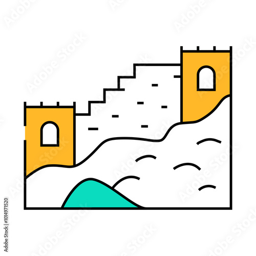 great wall of china line icon vector. great wall of china sign. isolated symbol illustration