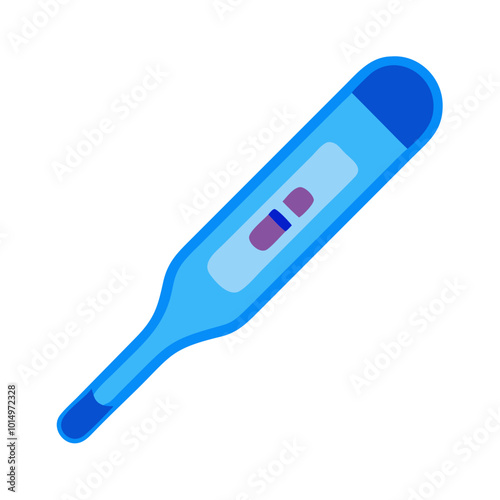 Digital thermometer icon in blue vector, health monitoring and temperature check representation.