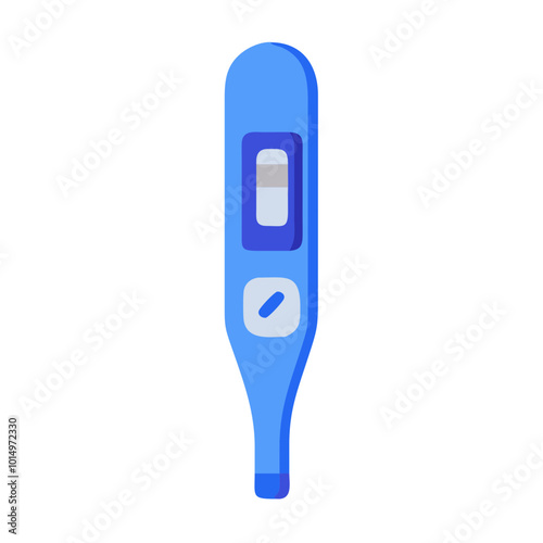 Digital thermometer icon in blue vector, health monitoring and temperature check representation.