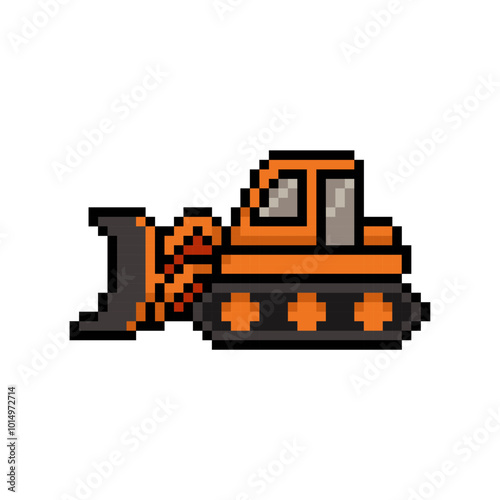 buldozer heavy vehicle pixel art.ai