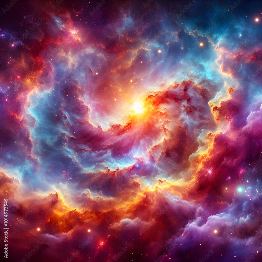 Obraz premium Cosmic Nebula Interstellar Cloud of Dust and Gas