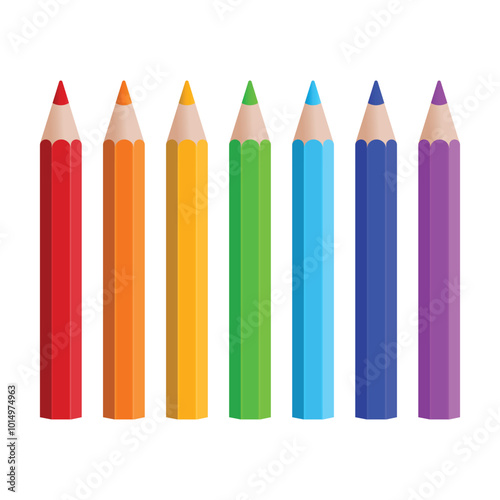 A set of colored pencils. Pencil set in rainbow colors.