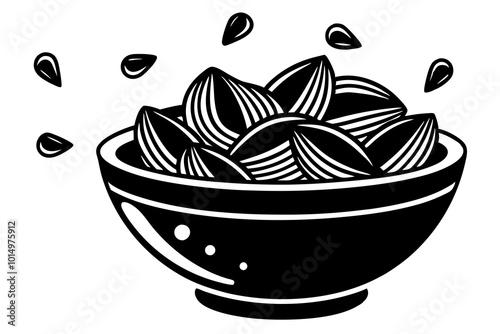  Bowl of potato chips and levitation potato chips silhouette black vector stock photo