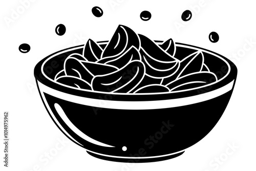  Bowl of potato chips and levitation potato chips silhouette black vector stock photo