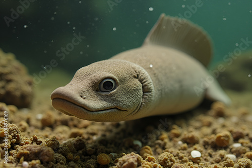 fish in aquarium Australian lamprey  photo