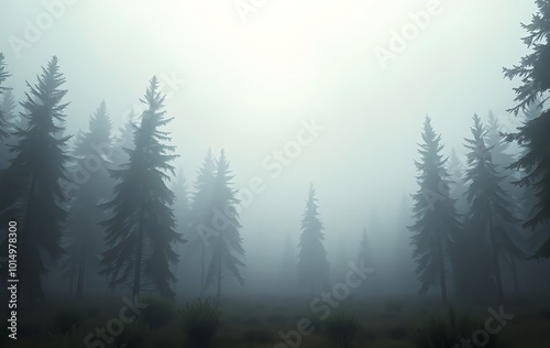 misty morning in the forest