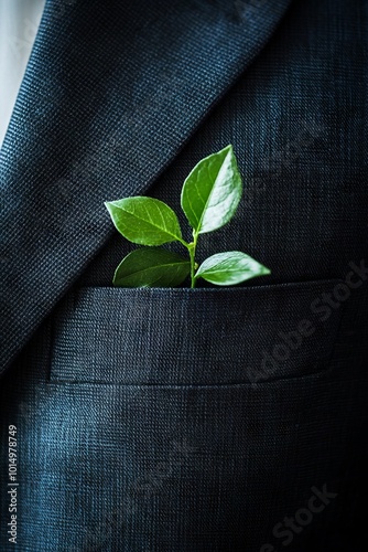 Elegant Suit with a Touch of Green: Symbolizing Growth and Sustainability. AI generated illustration