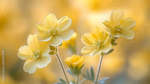 A macro shot of yellow wallflower blooms a blurred soft color background