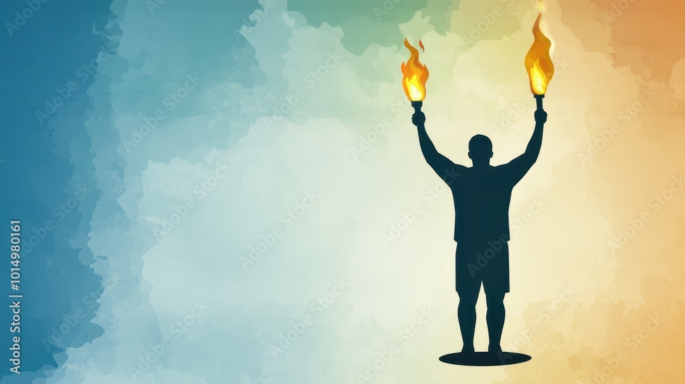 Vibrant Digital Painting of a Triumphant Athlete Vibrant Digital Painting of a Triumphant Athlete