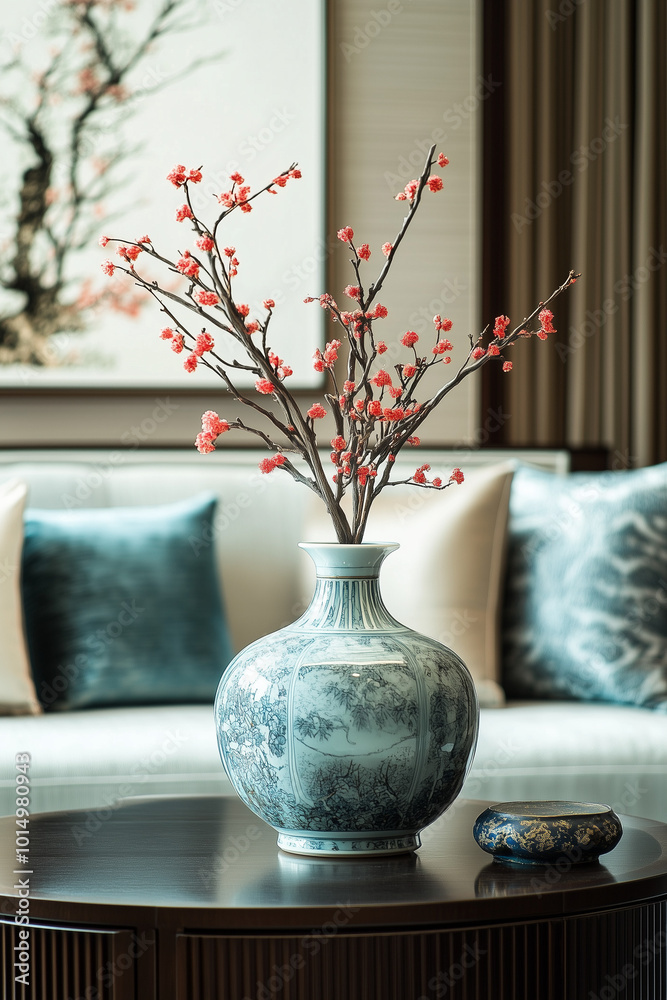 Living room interior with an Asian aesthetic, Asian ambiance, modern living room interior, a well-organized interior. Living room interior with an Asian aesthetic, Asian ambiance, modern living room interior, a well-organized interior.