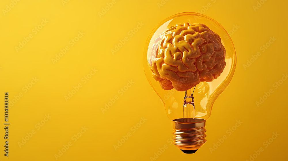 Brain lightbulb symbolizing creative thinking Brain lightbulb symbolizing creative thinking