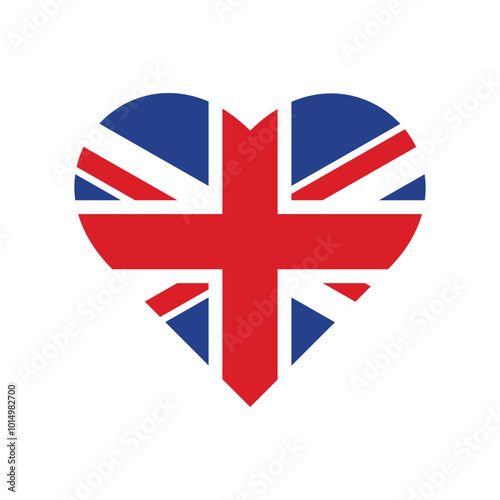 Love icon flag of United Kingdom isolated on white background. Vector