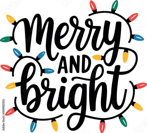 Merry and Bright Christmas Lights Graphic Tee