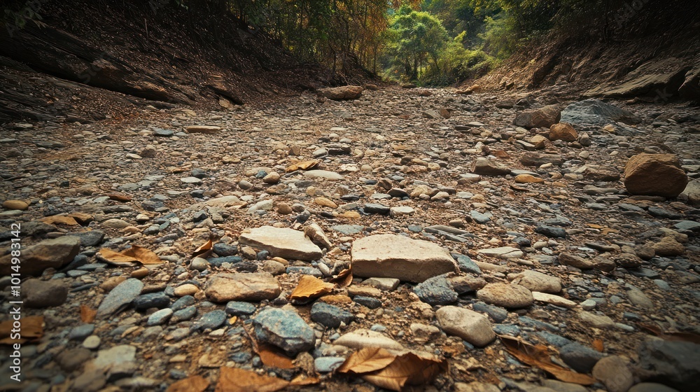 Fototapeta premium Dry Riverbed in a Forest