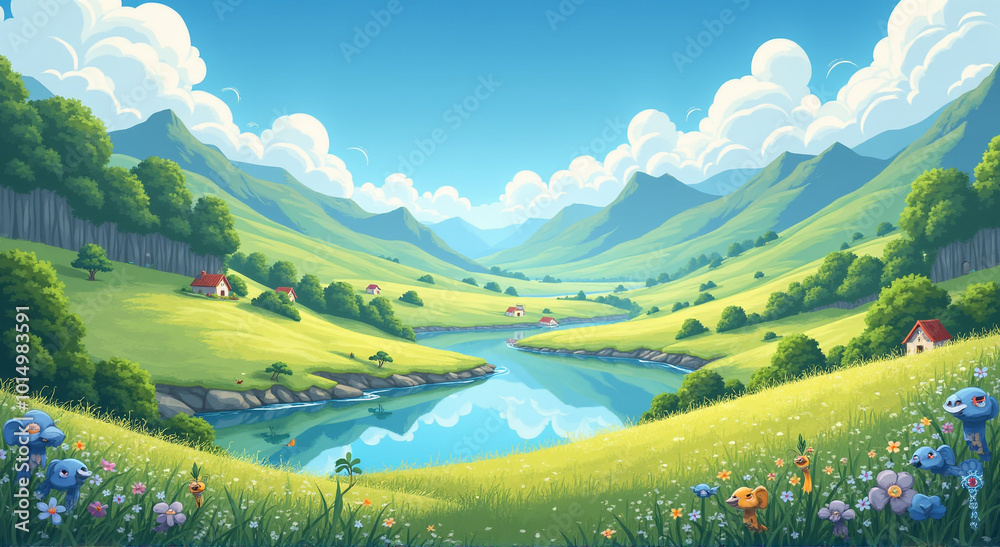 Fototapeta premium landscape with lake